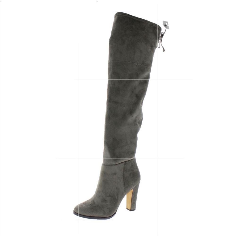 VINCE CAMUTO CHEERA FITTED STRETCH SUEDE OVER THE KNEE HIGH BOOT GRAY 7.5